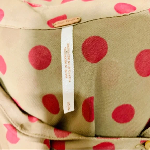 FREE PEOPLE Polka Dot Button Down Blouse - Picture 6 of 7